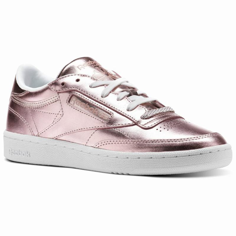 Reebok Club C 85 S Shine Tenisky Damske - Ruzove/Meď/Biele ZQ8932WK